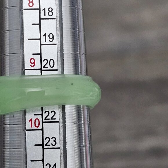 Carved Jade Nephrite Saddle Translucent Natural Green Jade Band Ring - Picture 7 of 7